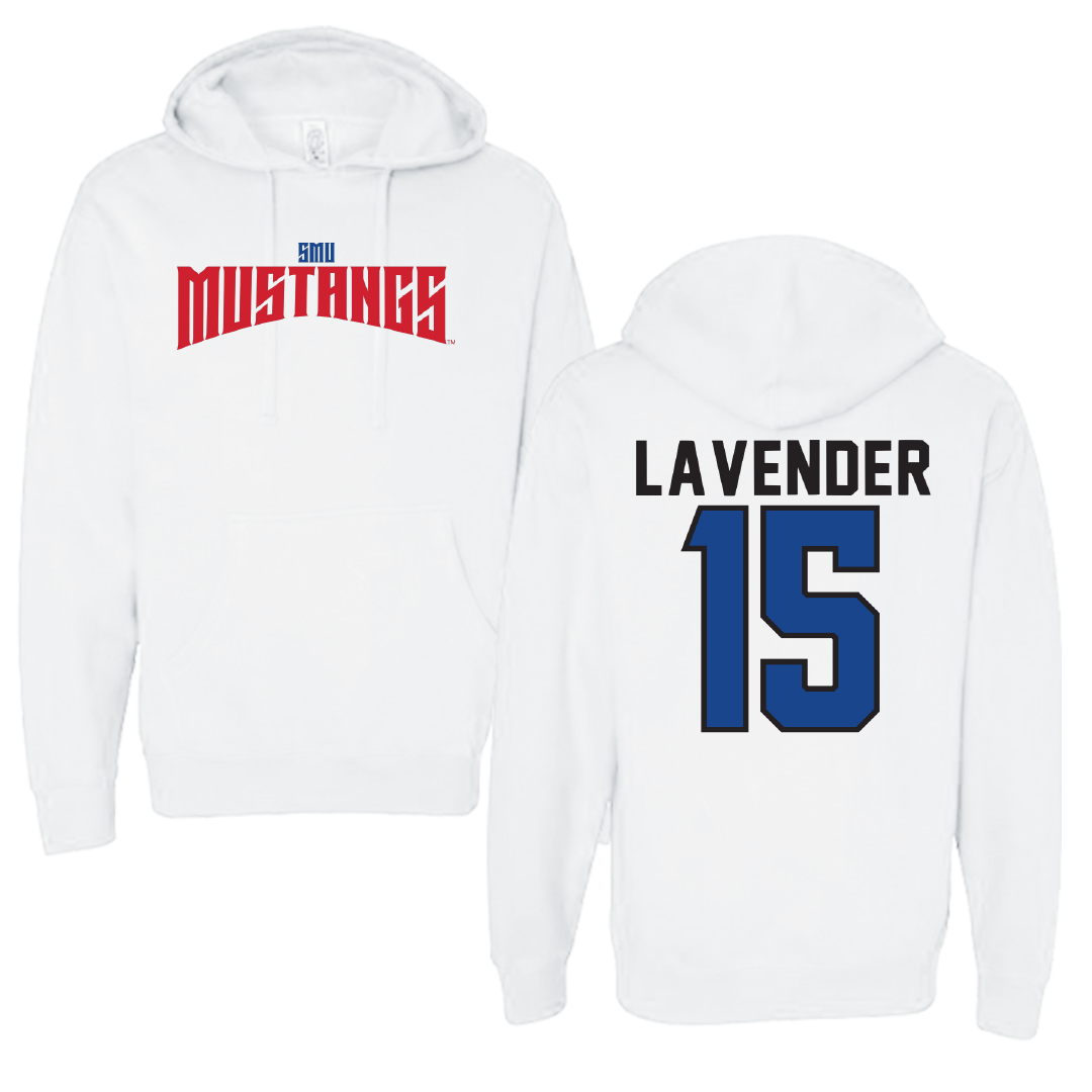 Southern Methodist University Football White Classic Hoodie - #15 Jaxson Lavender