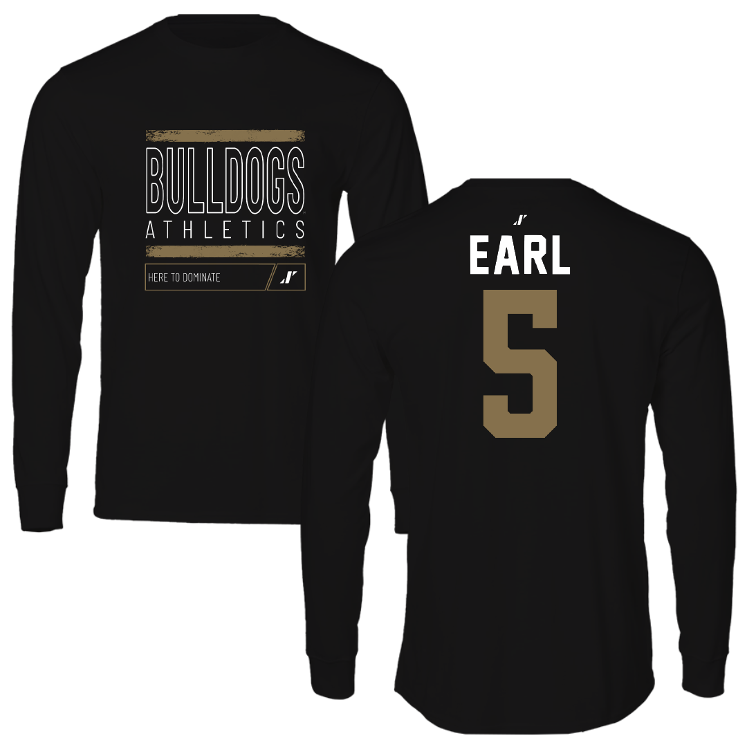 Bryant University Football Black Dominate Performance Long Sleeve - #5 Joshua Earl