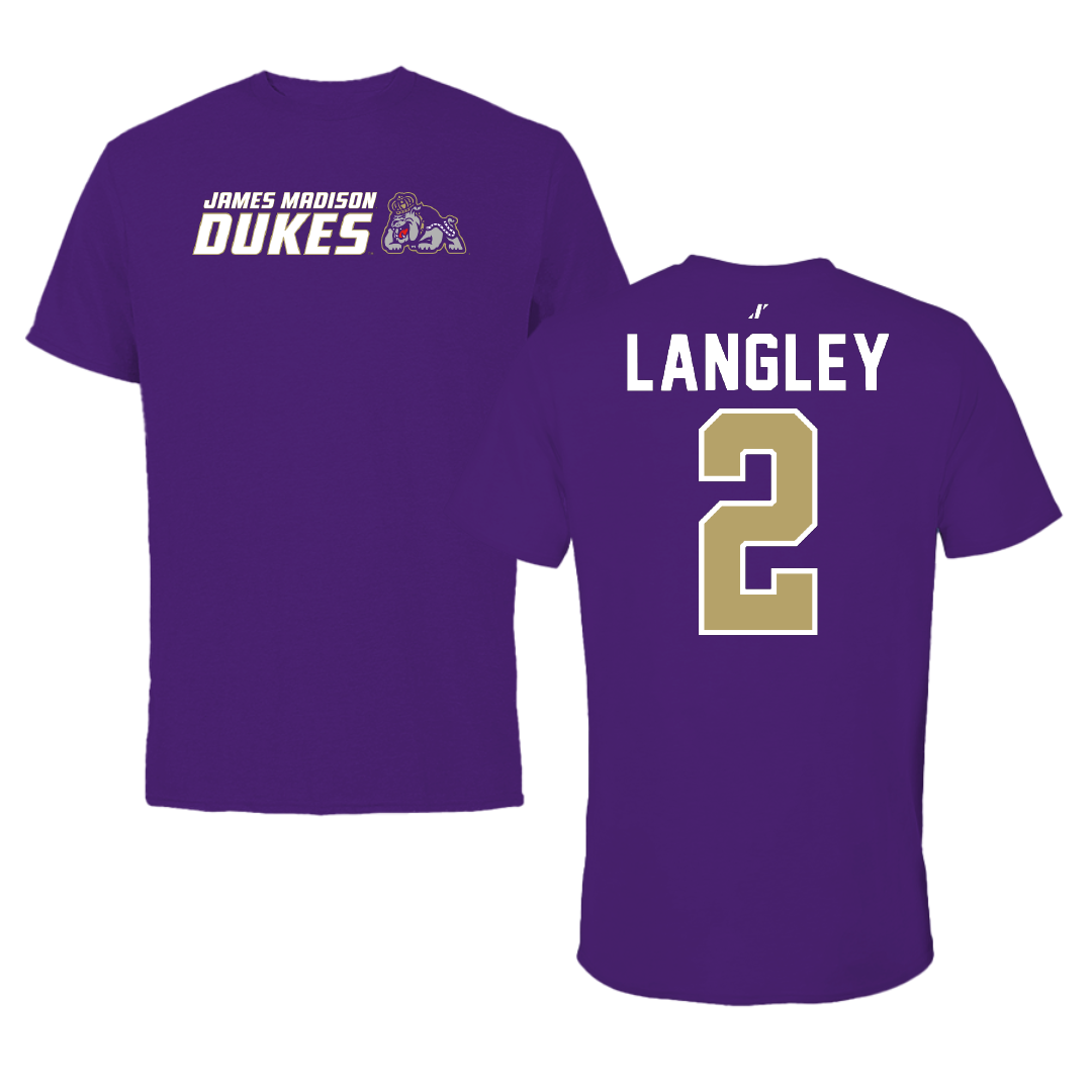James Madison University Baseball Purple General Tee - #2 Kyle Langley