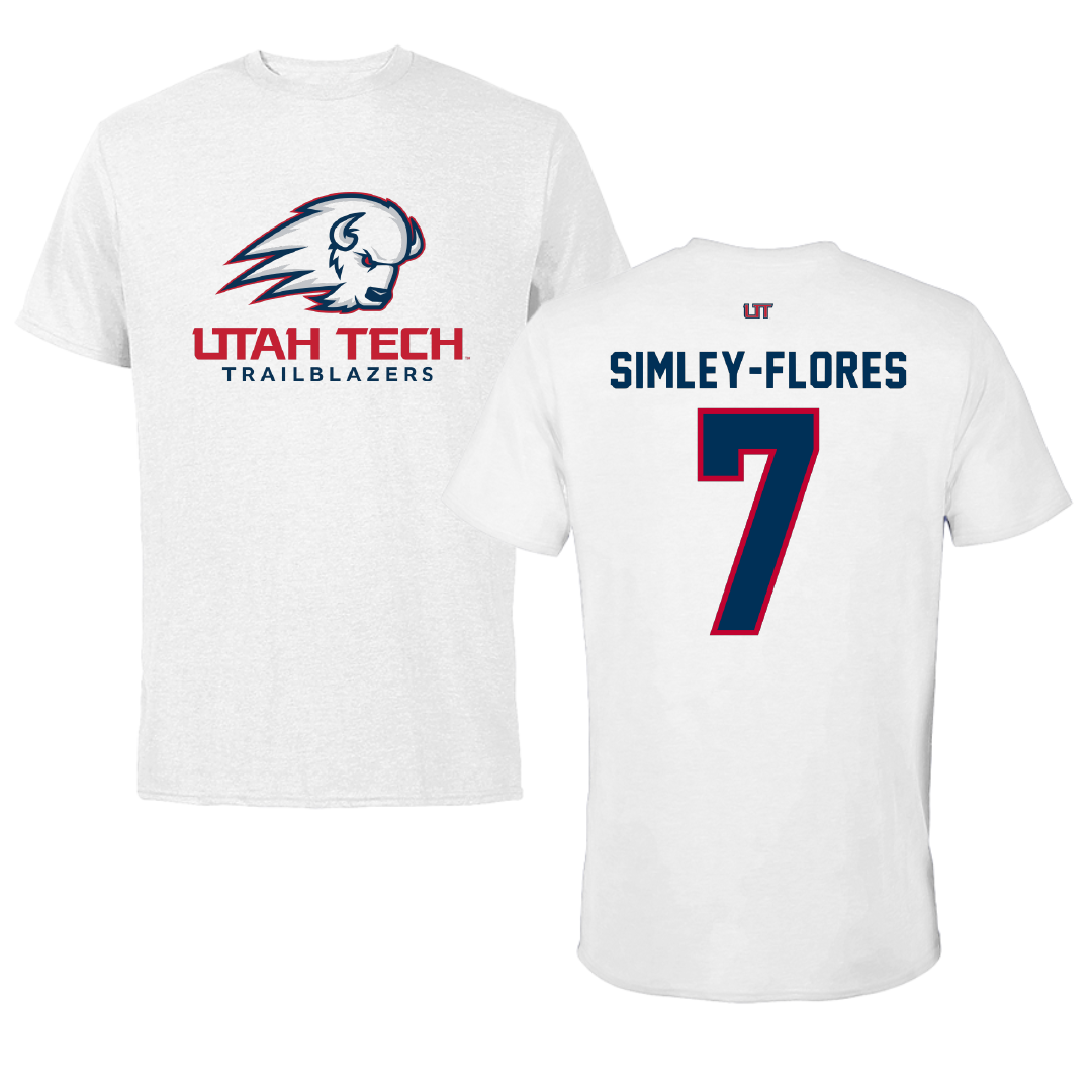 Utah Tech University Football White Tee - #7 Elijah Simley-Flores