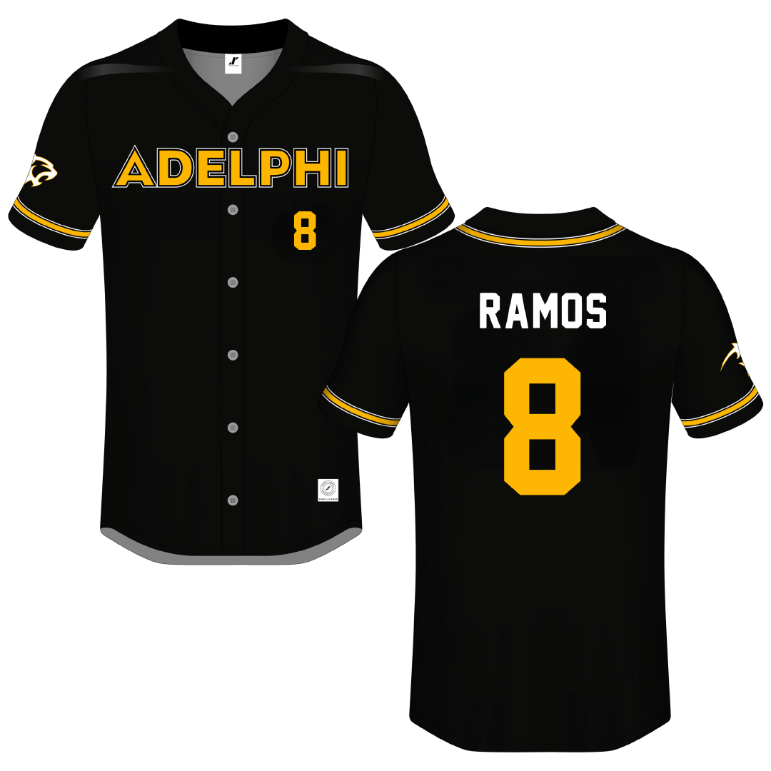 Adelphi University Black Button-Down Jersey - #8 Albert Ramos