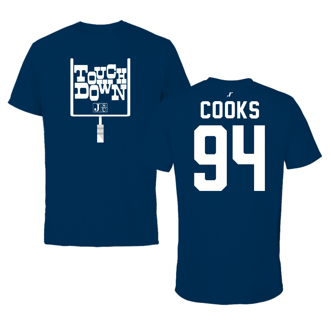 Jackson State University Football Navy Touchdown Performance Tee - #94 Stanley Cooks