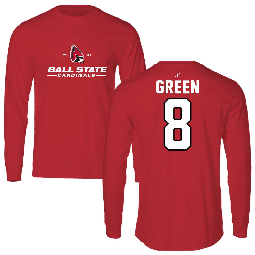 Ball State University Volleyball Red General Long Sleeve - #8 Lindsey Green