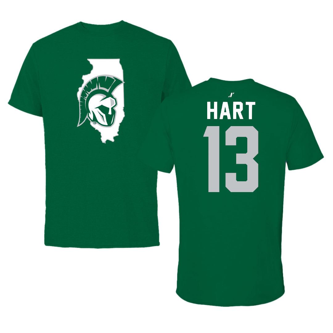 Illinois Wesleyan University Football Green State Tee - #13 Shyne Hart