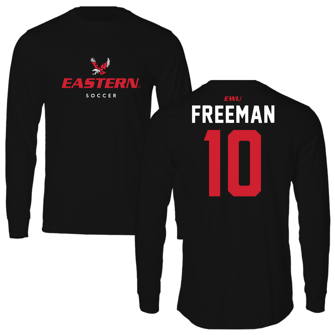 Eastern Washington University Soccer Black Eastern Performance Long Sleeve - #10 Charity Freeman
