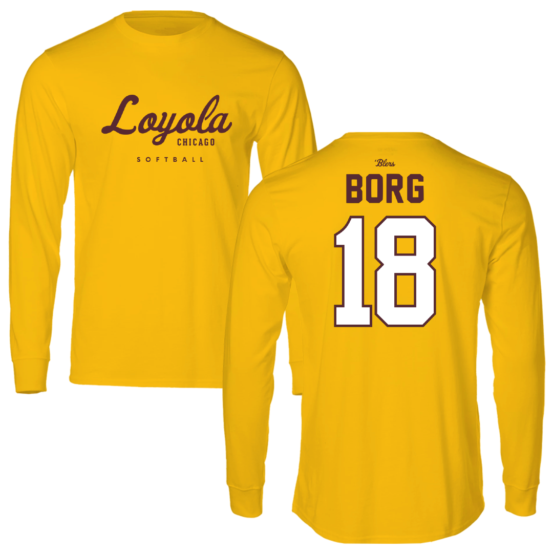 Loyola University-Chicago Softball Gold Performance Long Sleeve - #18 Addyson Borg