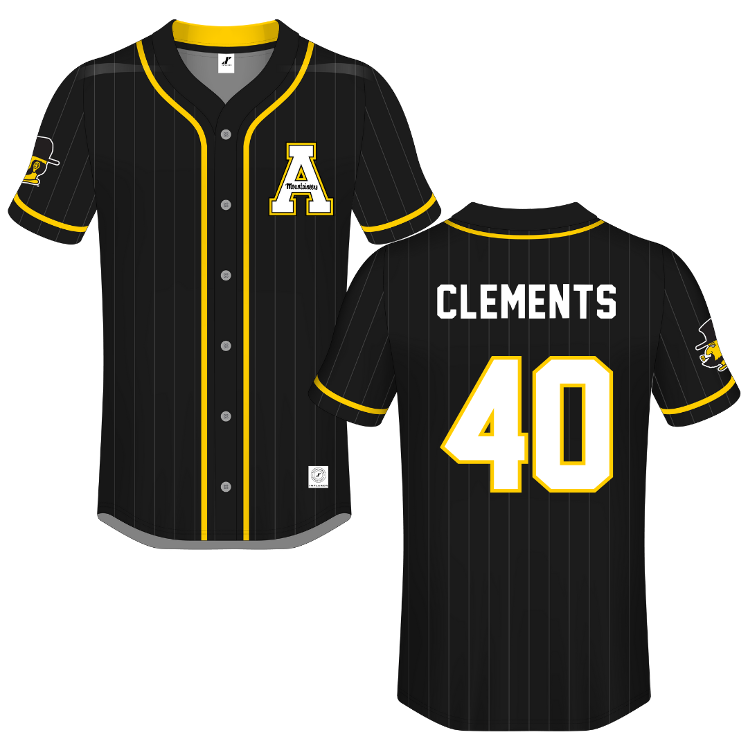 Appalachian State University Black Button-Down Jersey - #40 Bret Clements