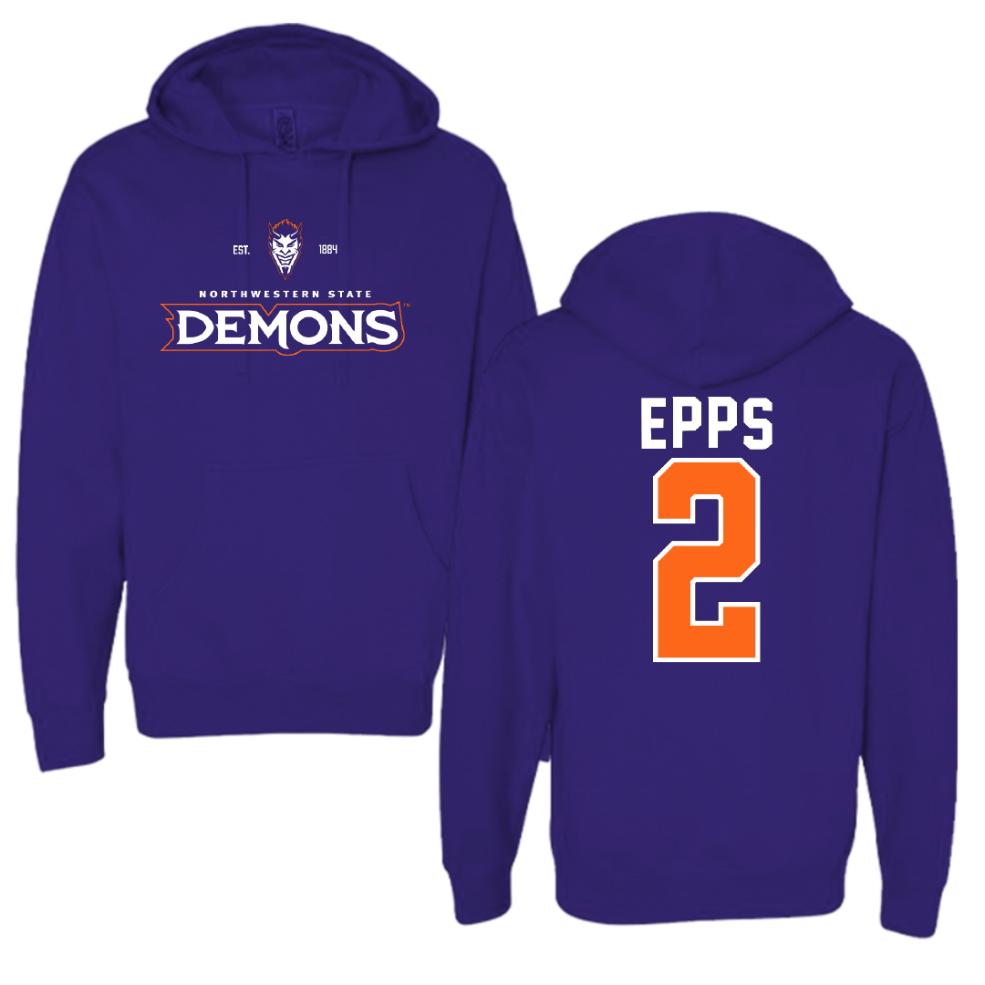 Northwestern State University Basketball Purple General Hoodie - #2 Jamison Epps