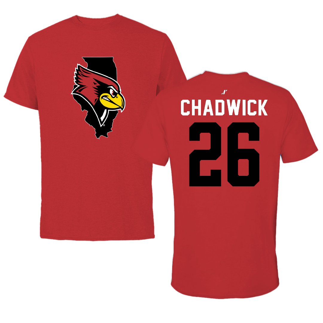 Illinois State University Baseball Red State Tee - #26 Tyrelle Chadwick