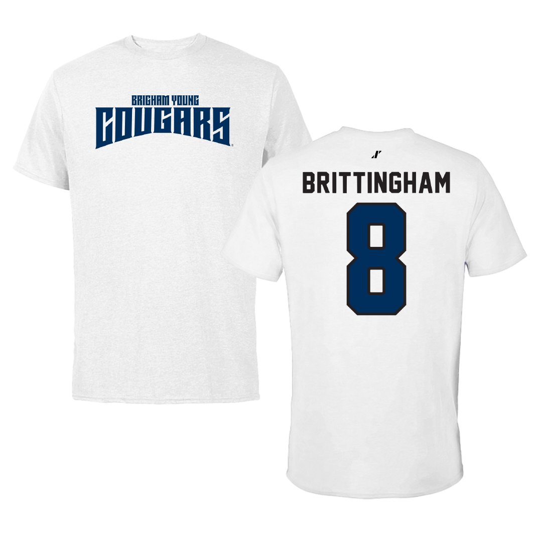 Brigham Young University Softball White Classic Performance Tee - #8 Ilovea Brittingham