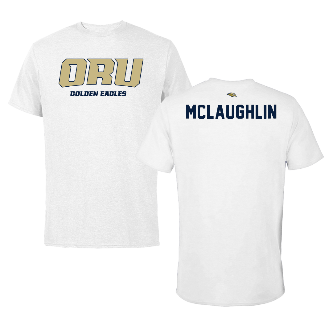Oral Roberts University TF and XC White Tee - John McLaughlin