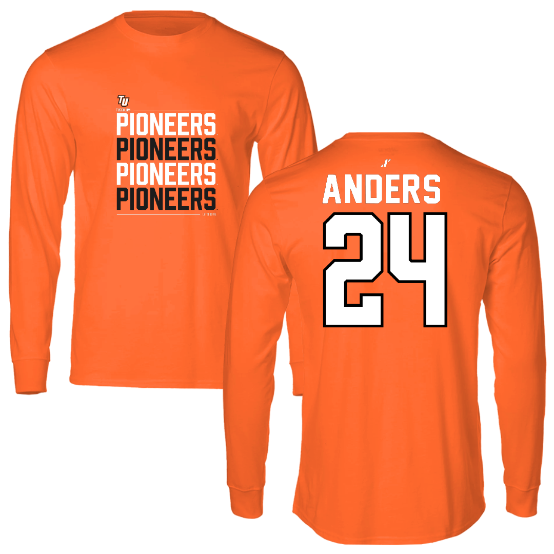 Tusculum University Baseball Orange General Long Sleeve - #24 Brice  Anders