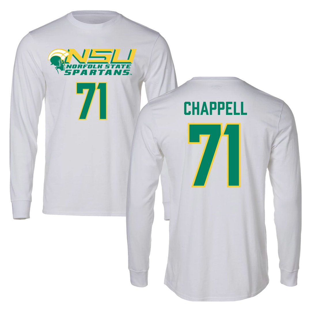 Norfolk State University Football White Long Sleeve - #71 Jayden Chappell
