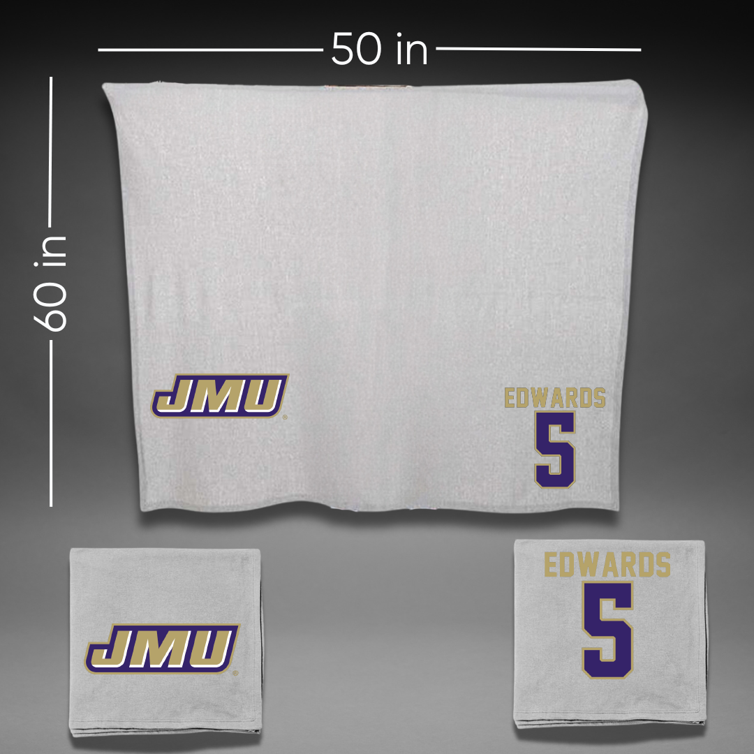 James Madison University Softball Gray Blanket - #5 Madison Edwards