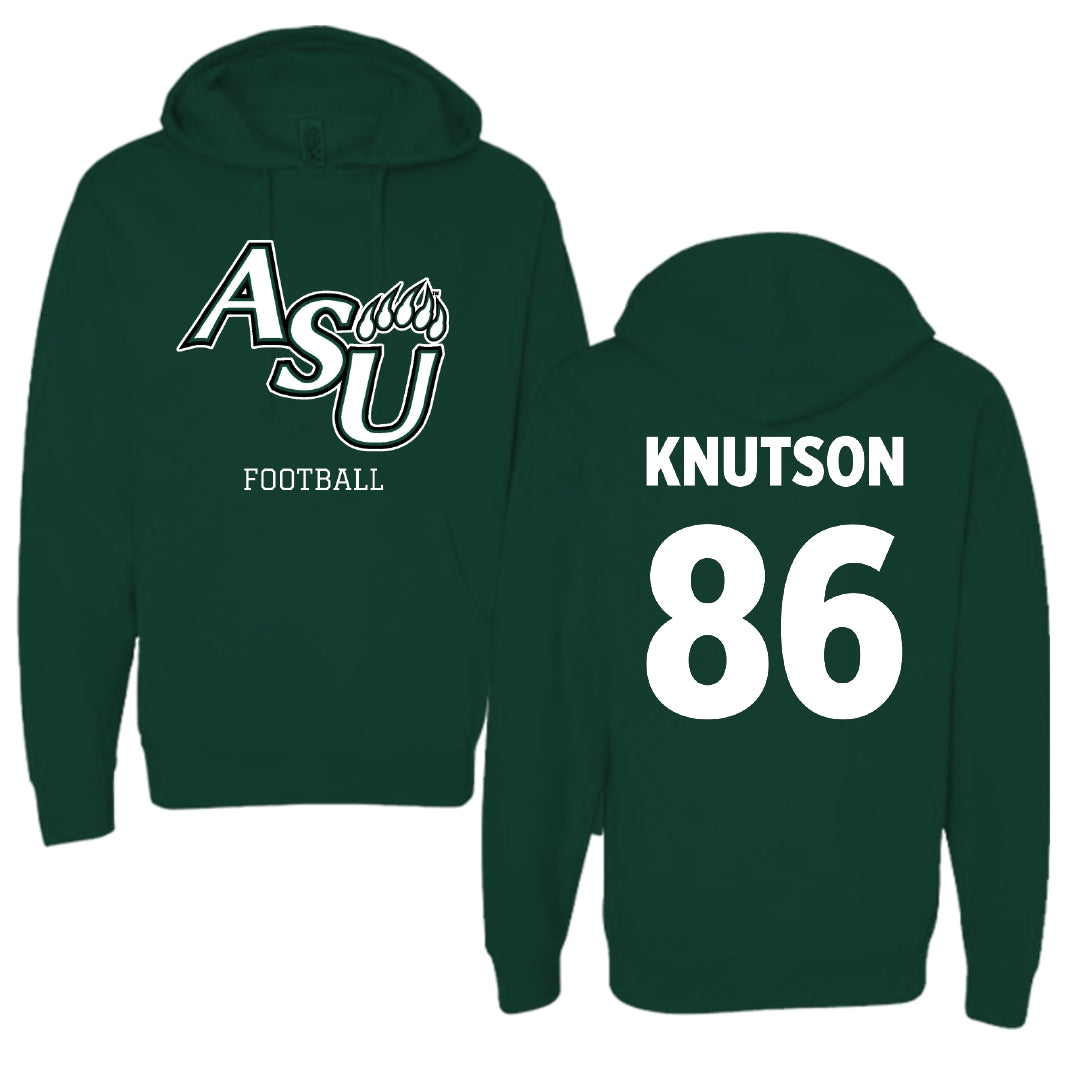 Adams State University Football Forest Green Block Hoodie - #86 Kelin Knutson