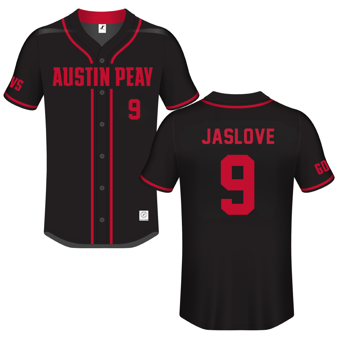 Austin Peay State University Black Button-Down Jersey - #9 Austen Jaslove