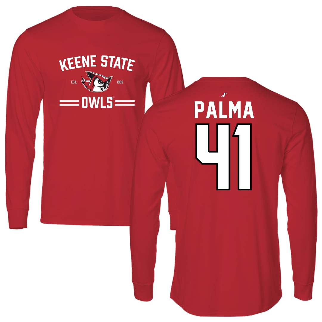 Keene State College Lacrosse Red General Performance Long Sleeve - #41 Ethan Palma