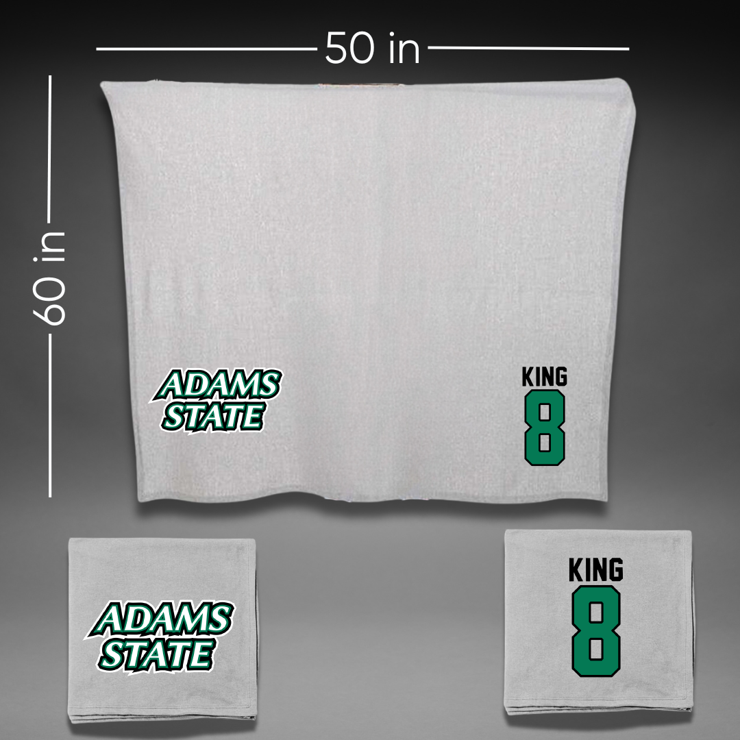 Adams State University Basketball Gray Blanket - #8 Jayce King