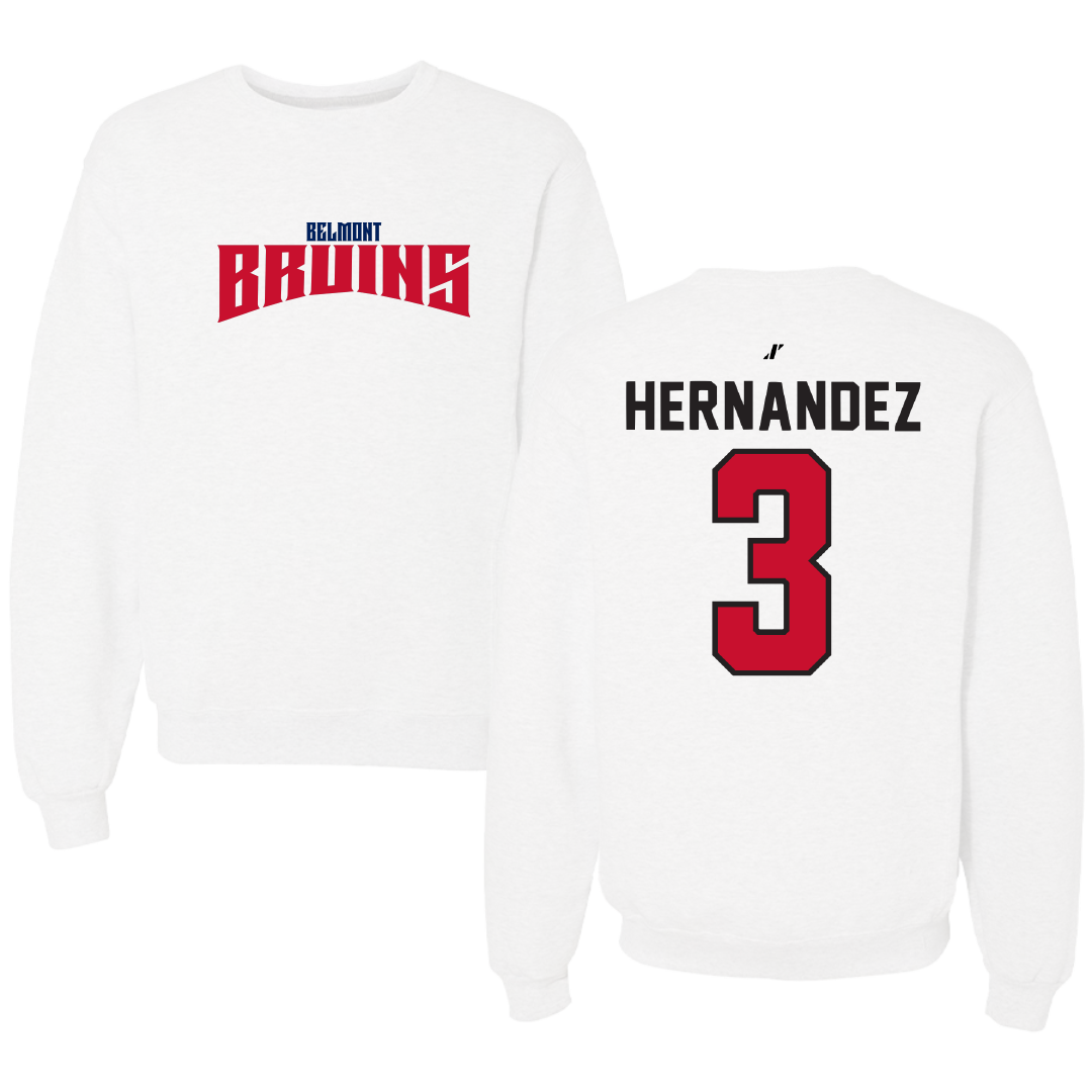 Belmont University Baseball White Classic Crewneck - #3 Zach Hernandez