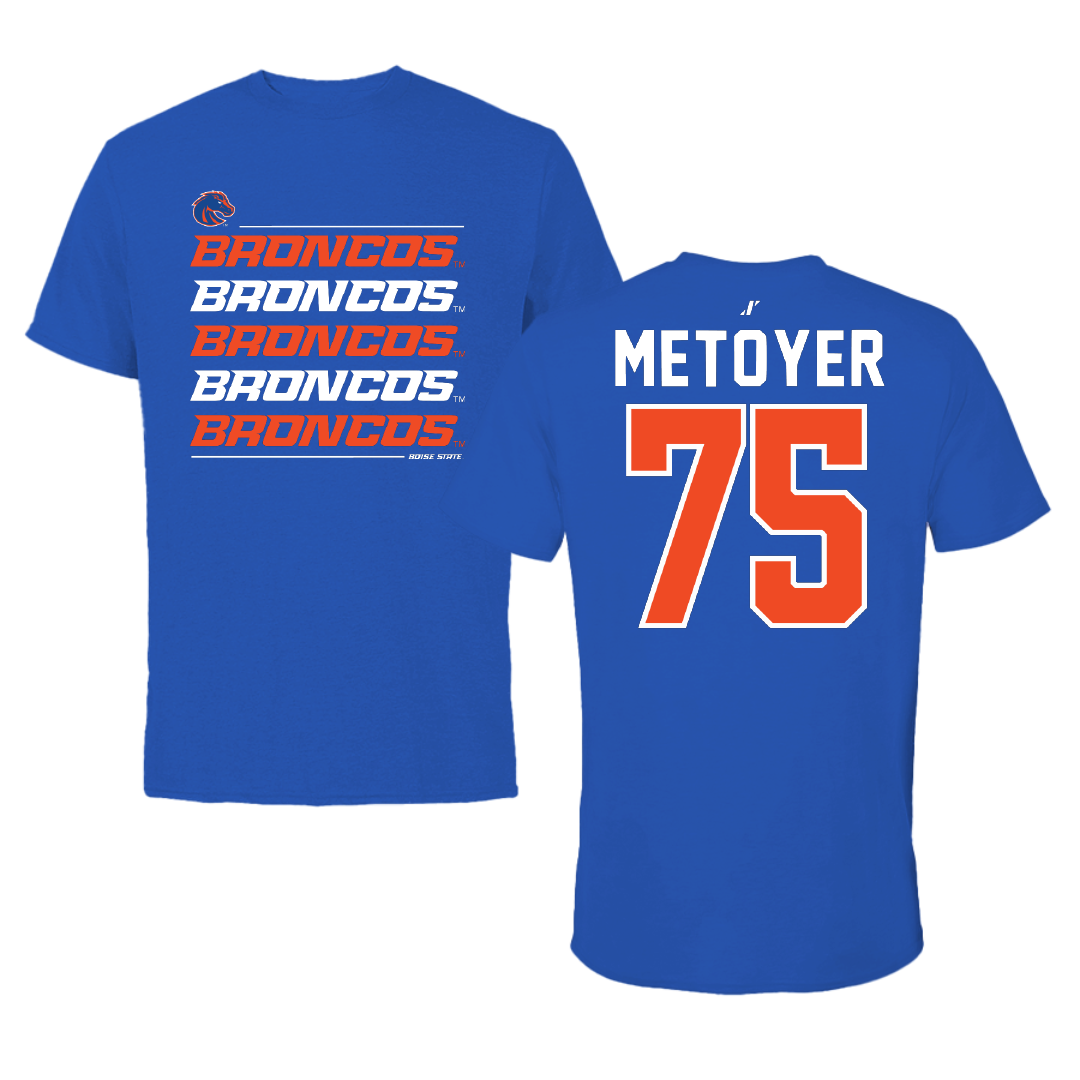 Boise State University Football Blue General Performance Tee - #75 Daylon Metoyer