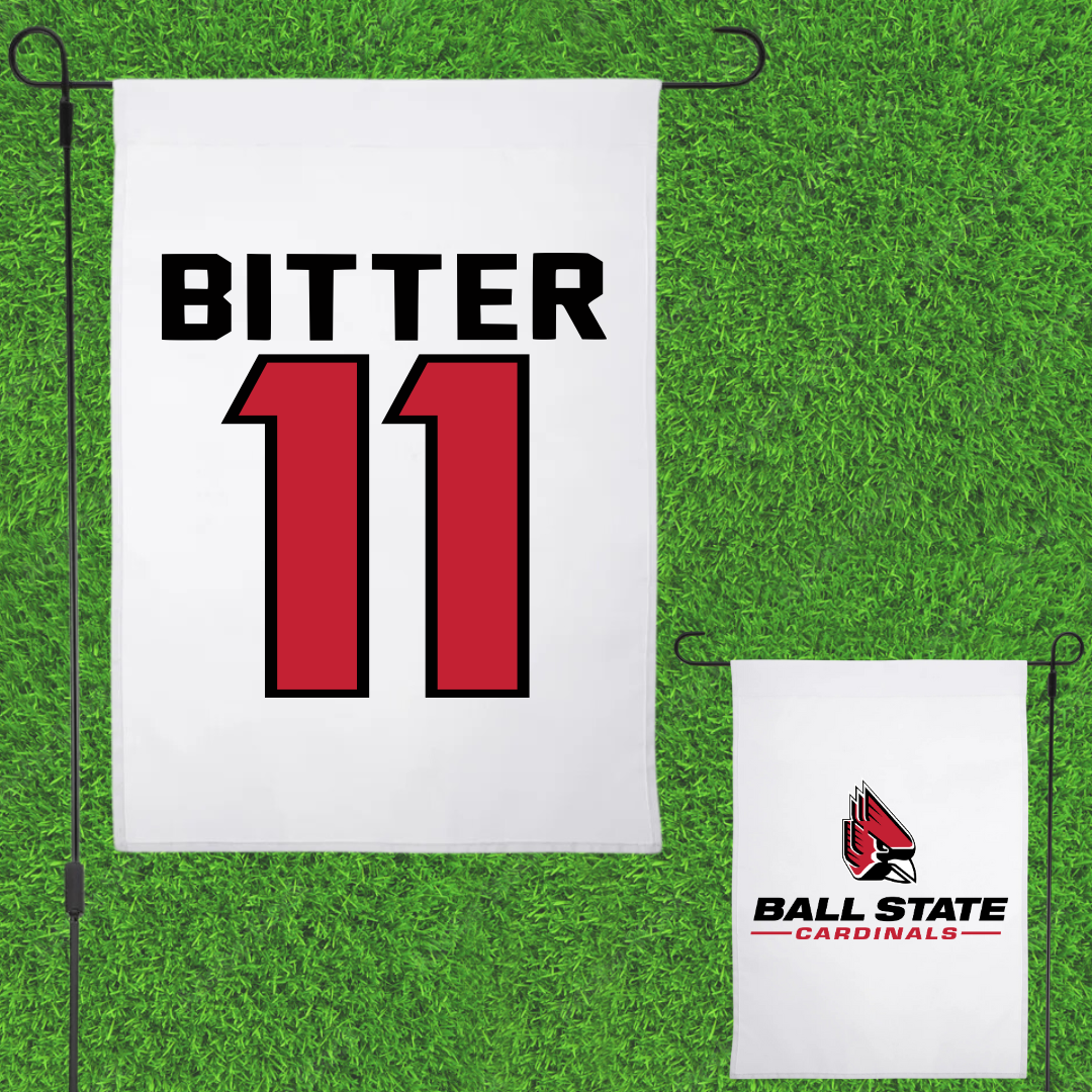 Ball State University Baseball White Garden Flag - #11 Jaden Bitter