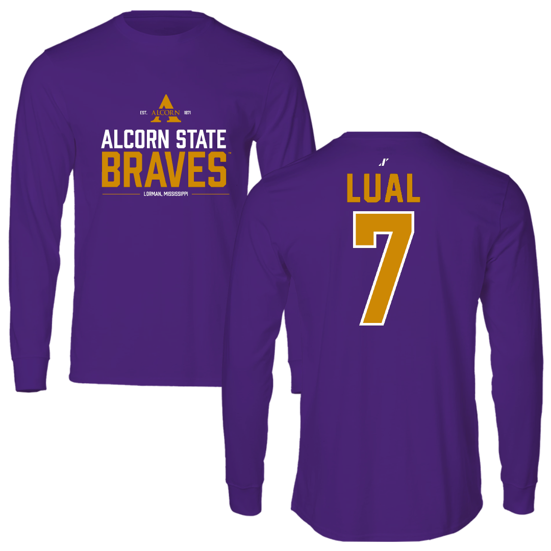 Alcorn State University Basketball Purple General Performance Long Sleeve - #7 Julian Lual