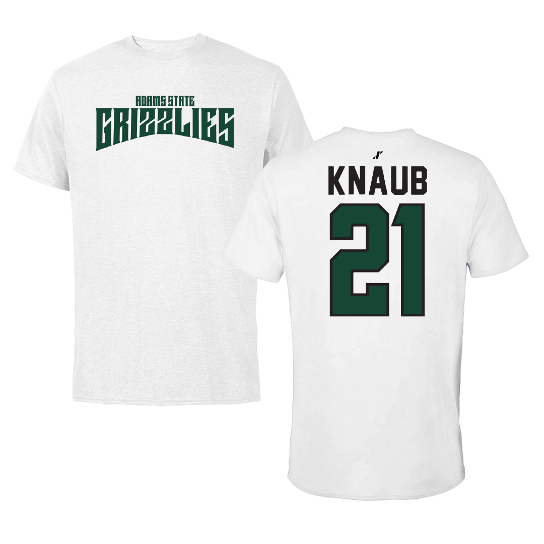 Adams State University Basketball White Classic Tee - #21 Michael Knaub