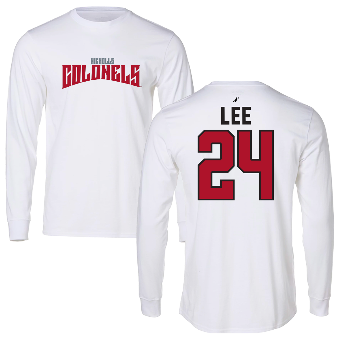 Nicholls State University Basketball White Classic Performance Long Sleeve - #24 Khia Lee