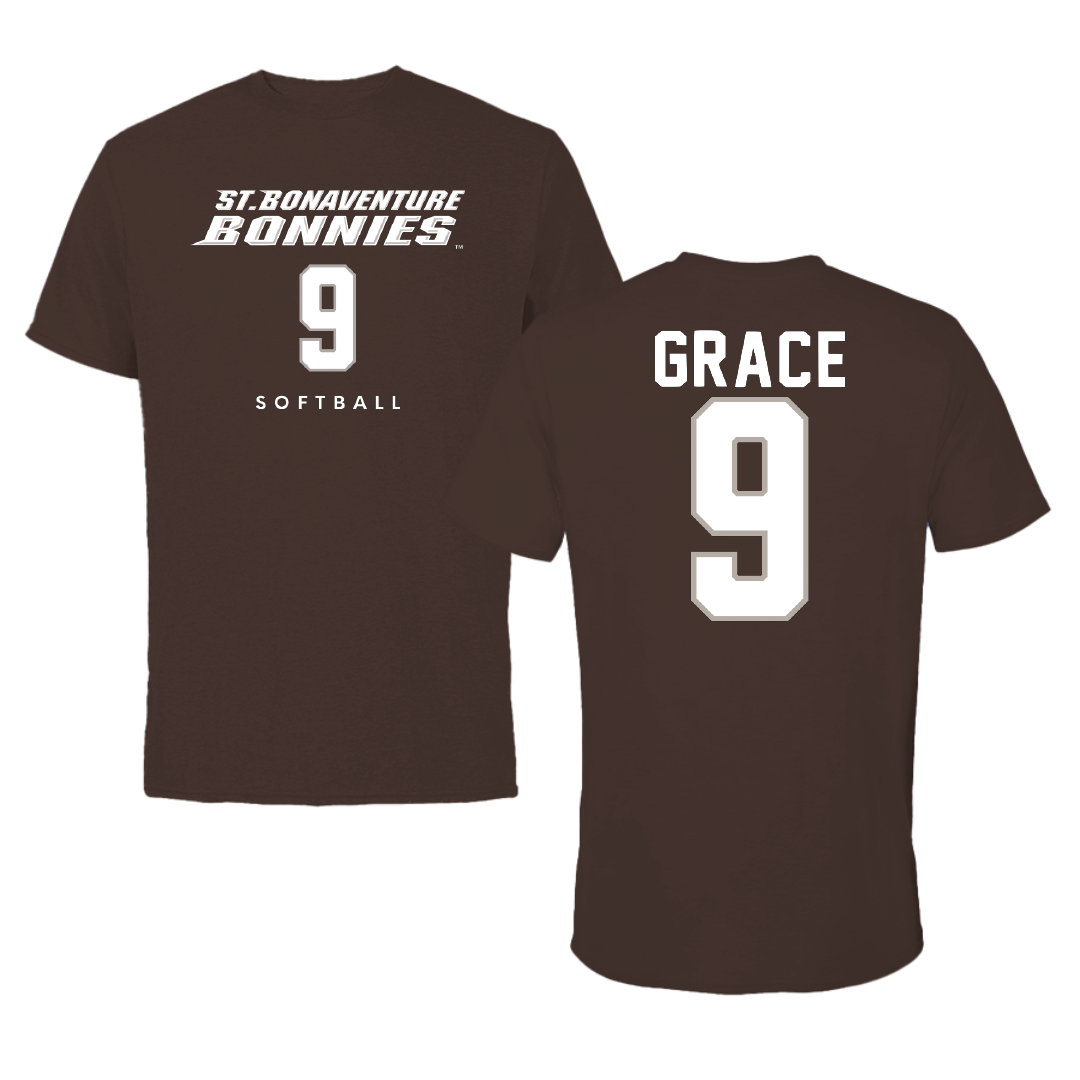 St. Bonaventure University Softball Brown Tee - #9 Kaylee Grace
