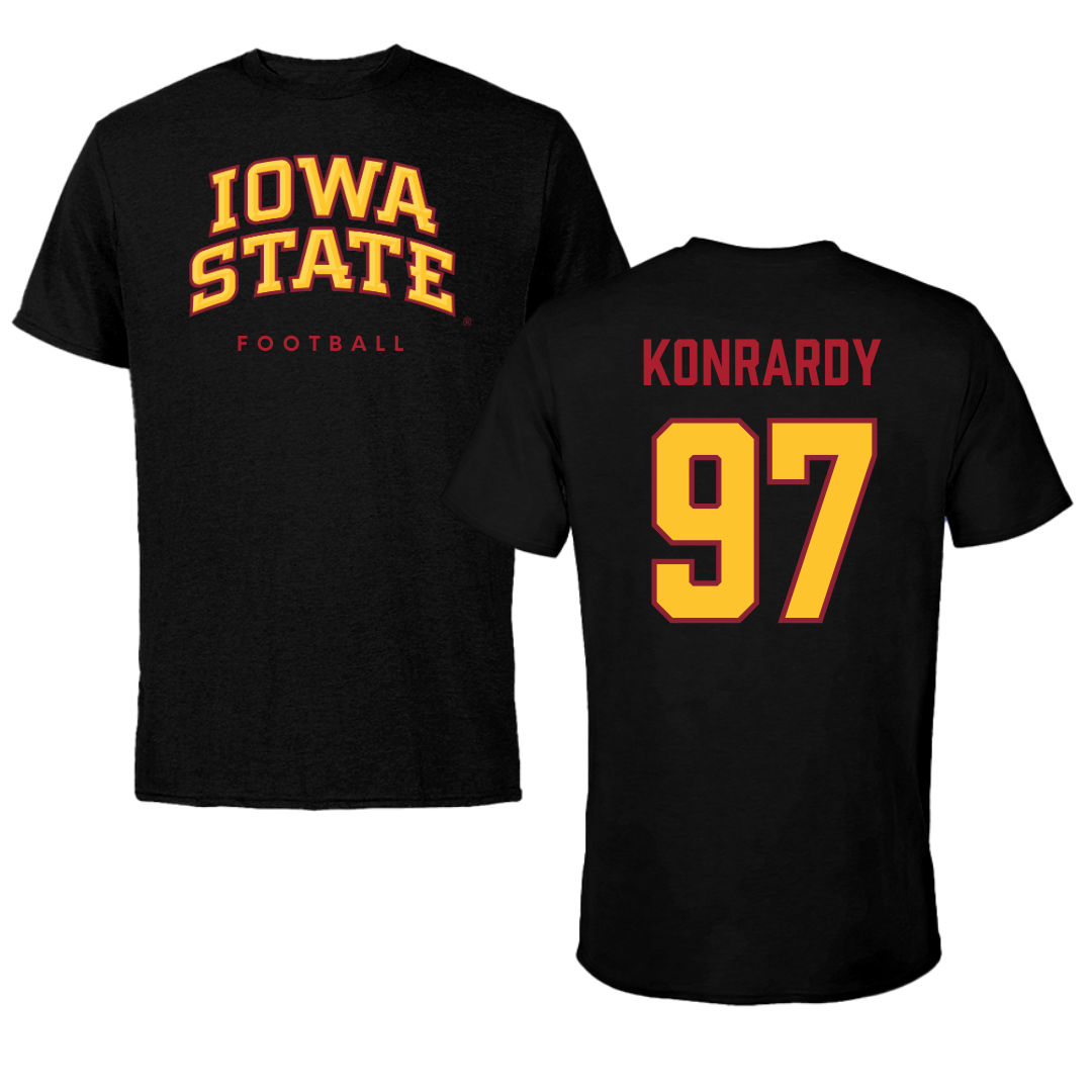 Iowa State University Football Black Tee - #97 Kyle Konrardy