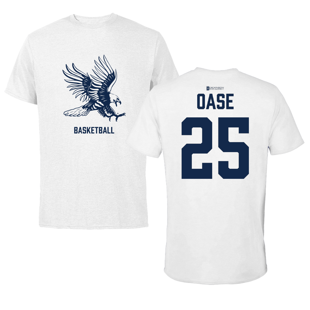 Dickinson State University Basketball White Performance Tee - #25 Samantha Oase