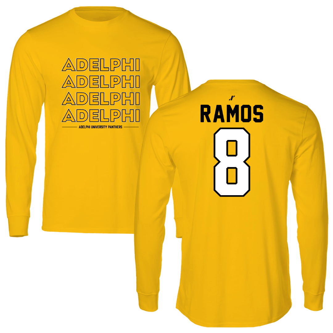 Adelphi University Baseball Gold General Performance Long Sleeve - #8 Albert Ramos