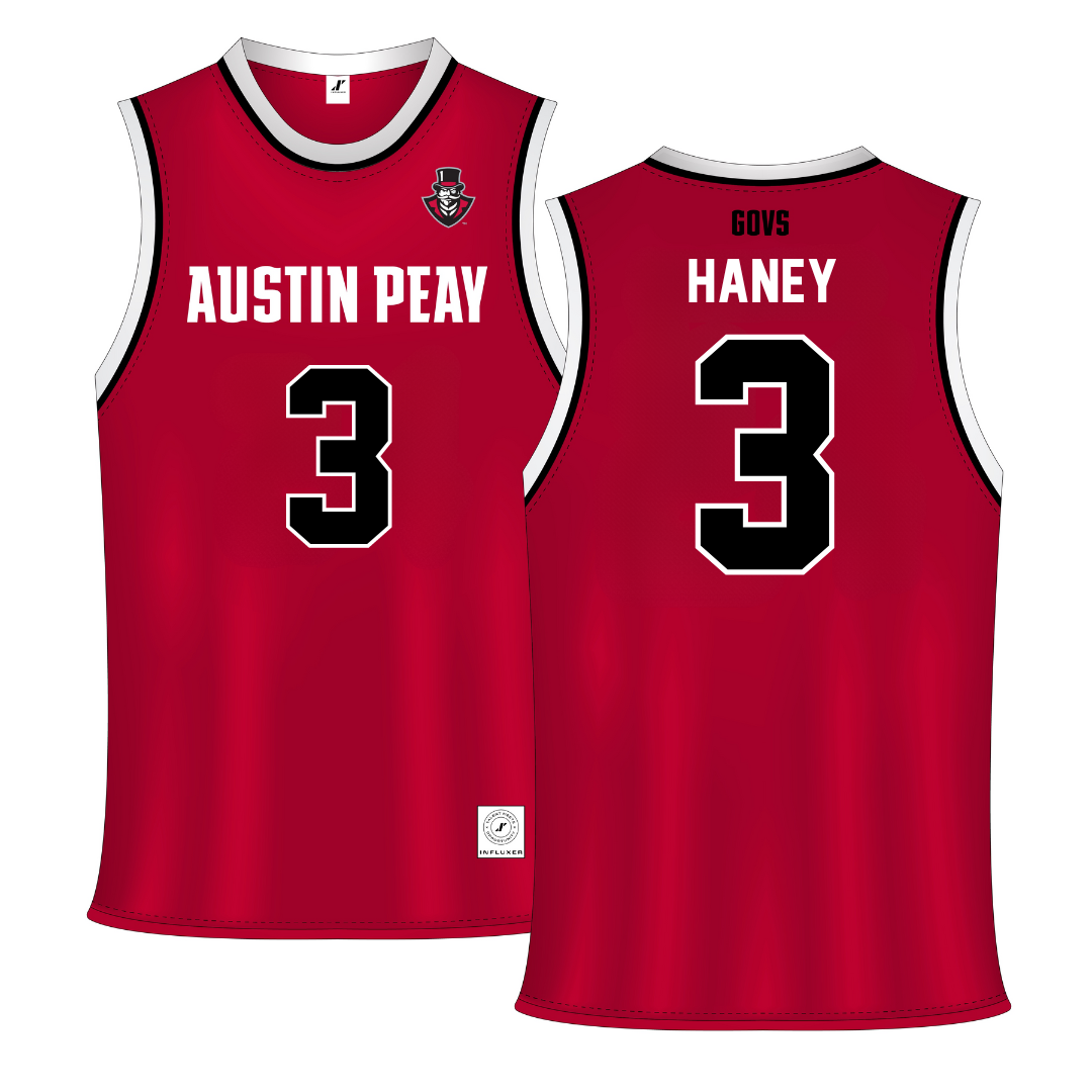 Austin Peay State University Red Basketball Jersey - #3 Isaac Haney