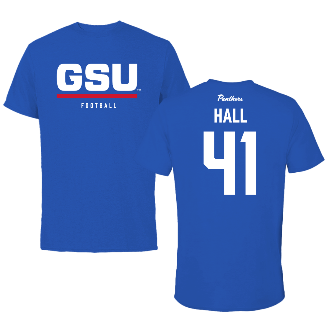 Georgia State University Football Blue Tee - #41 Jayven Hall