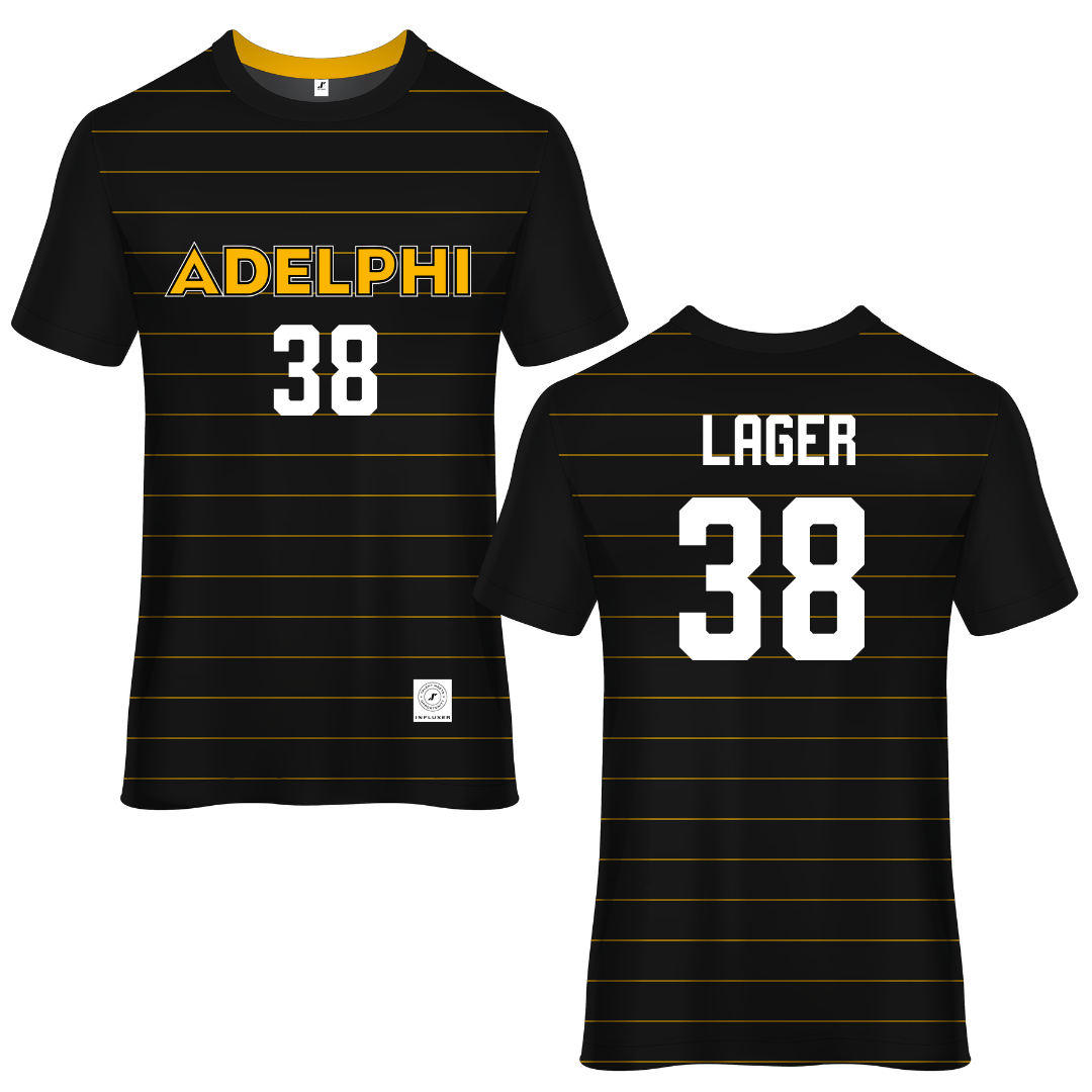 Adelphi University Black Soccer Jersey - #38 Ethan Lager