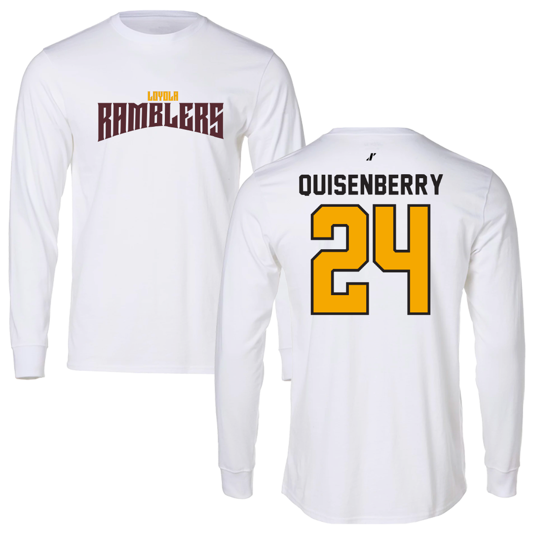 Loyola University-Chicago Soccer White Classic Performance Long Sleeve - #24 Chris Quisenberry