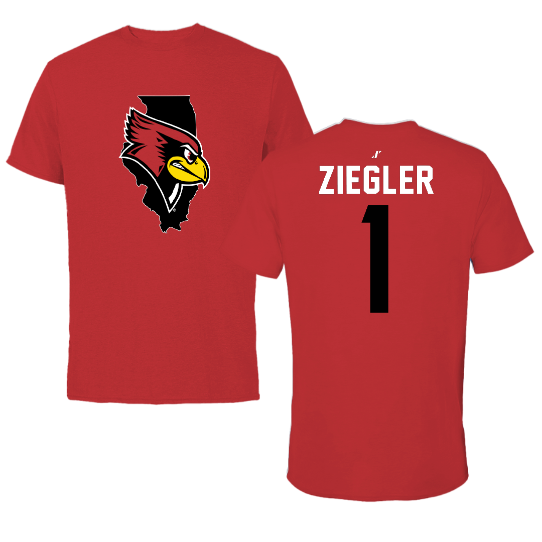 Illinois State University Volleyball Red State Tee - #1 Ruth Ziegler
