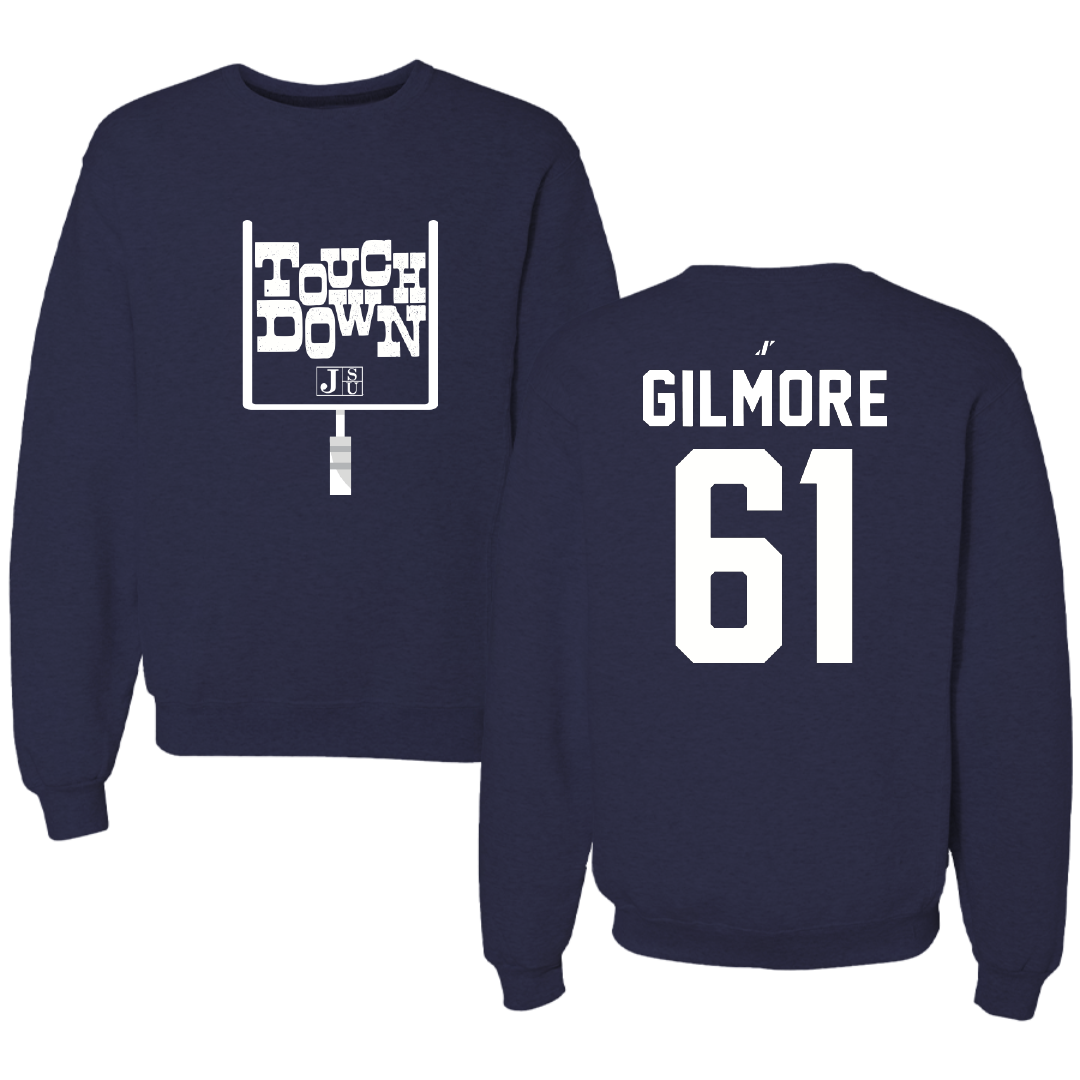 Jackson State University Football Navy Touchdown Crewneck - #61 Zyon Gilmore