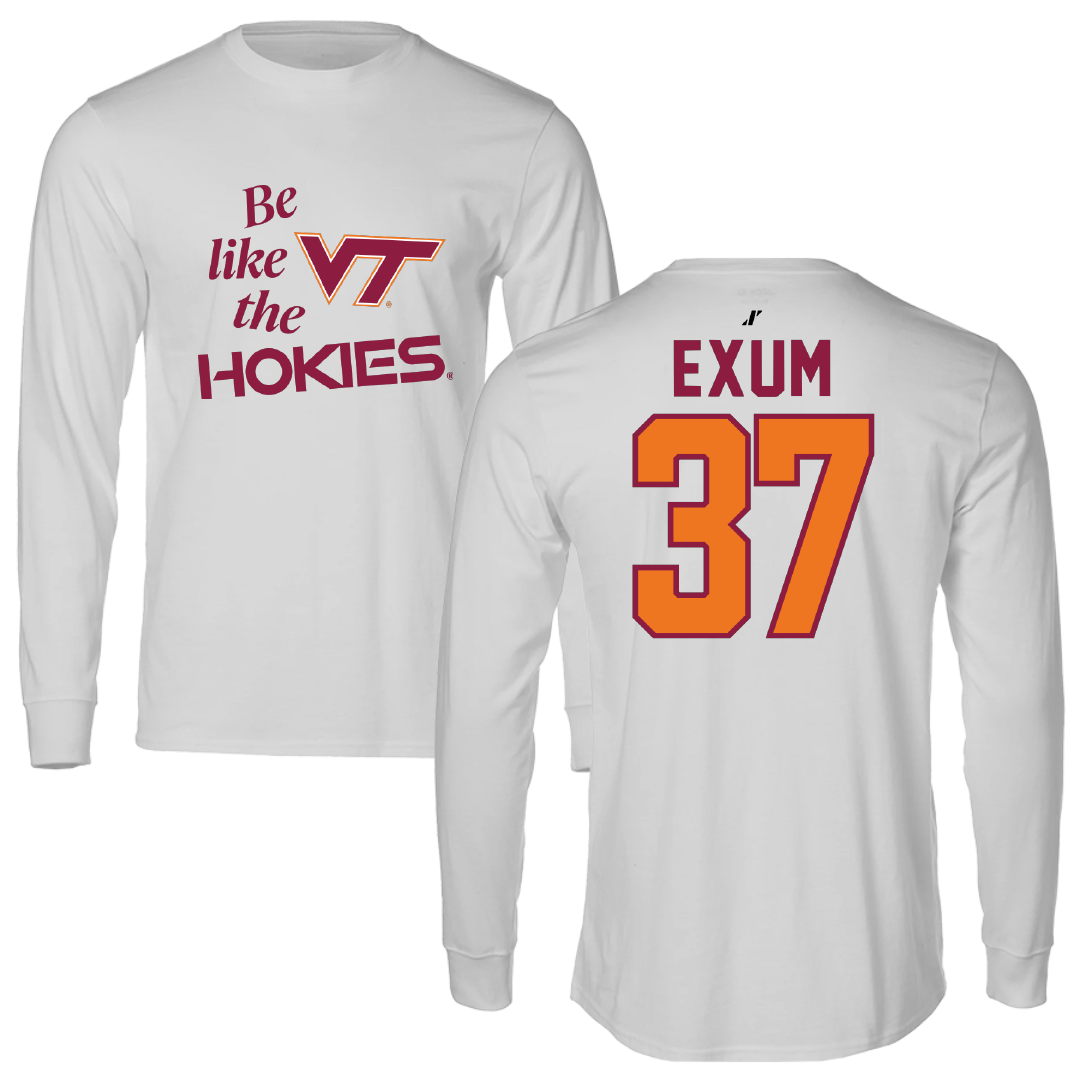 Virginia Tech Baseball Light Gray Be Like Us Long Sleeve - #37 Jacob Exum