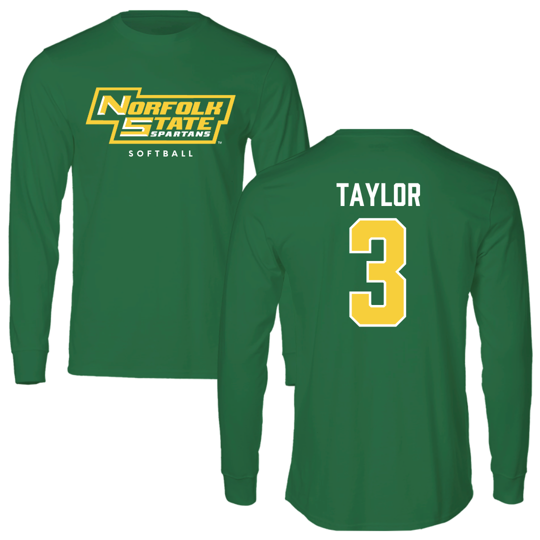 Norfolk State University Softball Kelly Green Performance Long Sleeve - #3 Victoria Taylor