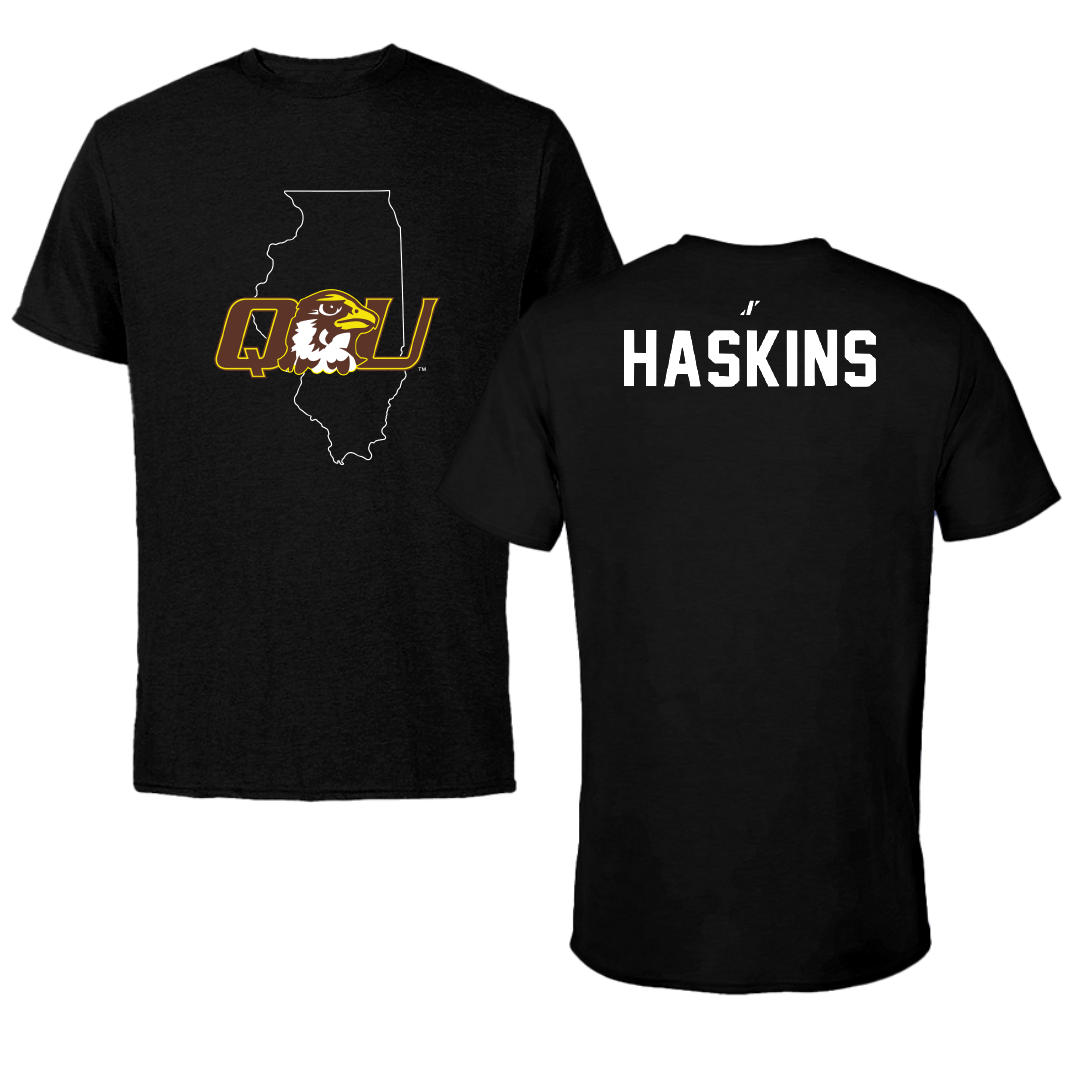 Quincy University TF and XC Black State Performance Tee - Austin Haskins