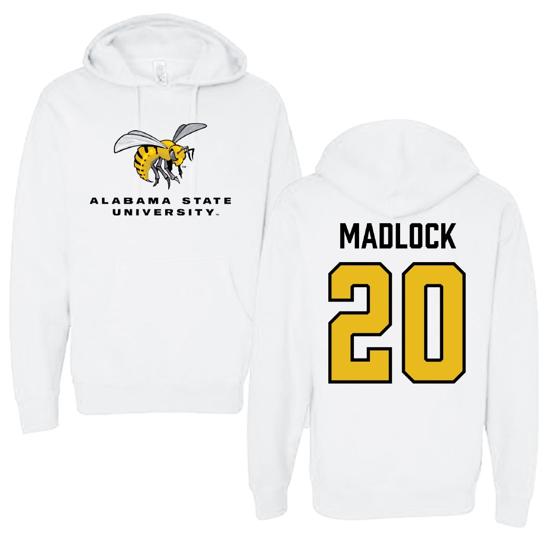 Alabama State University Basketball White Block Hoodie - #20 TJ Madlock