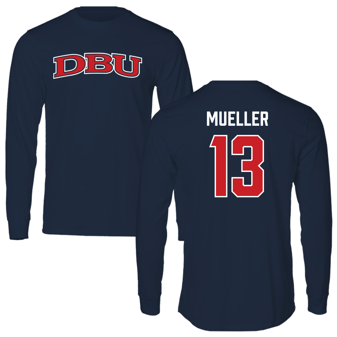 Dallas Baptist University Soccer Navy DBU Performance Long Sleeve - #13 Sam Mueller