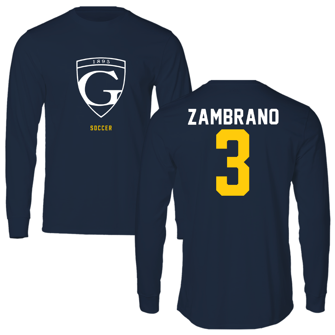 Graceland University Soccer Navy Performance Long Sleeve - #3 Manuel Zambrano