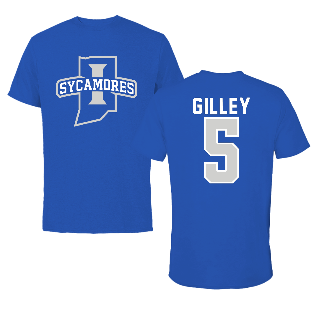 Indiana State University Volleyball Blue Mascot Performance Tee - #5 Cadence Gilley