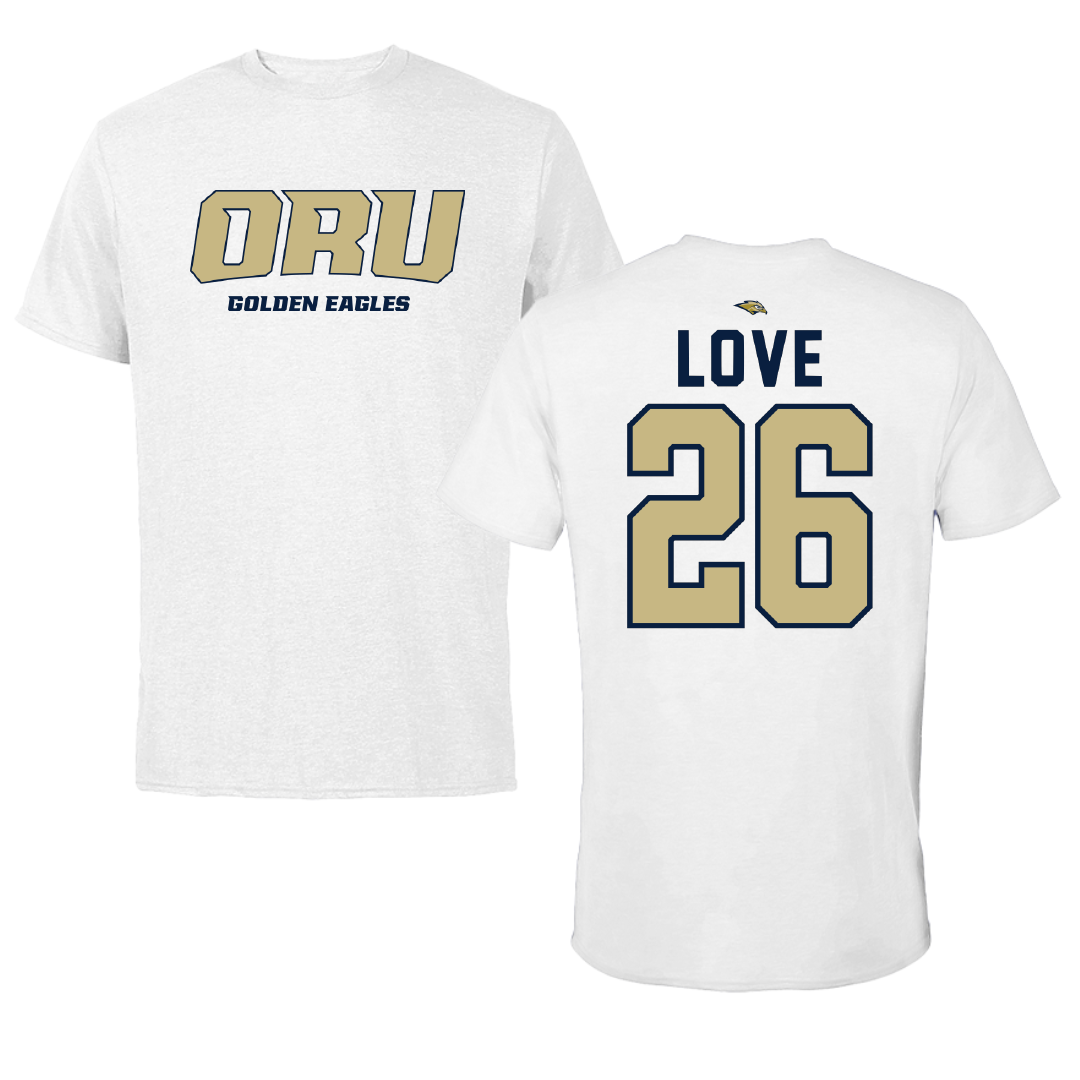 Oral Roberts University Baseball White Performance Tee - #26 Nathan Love