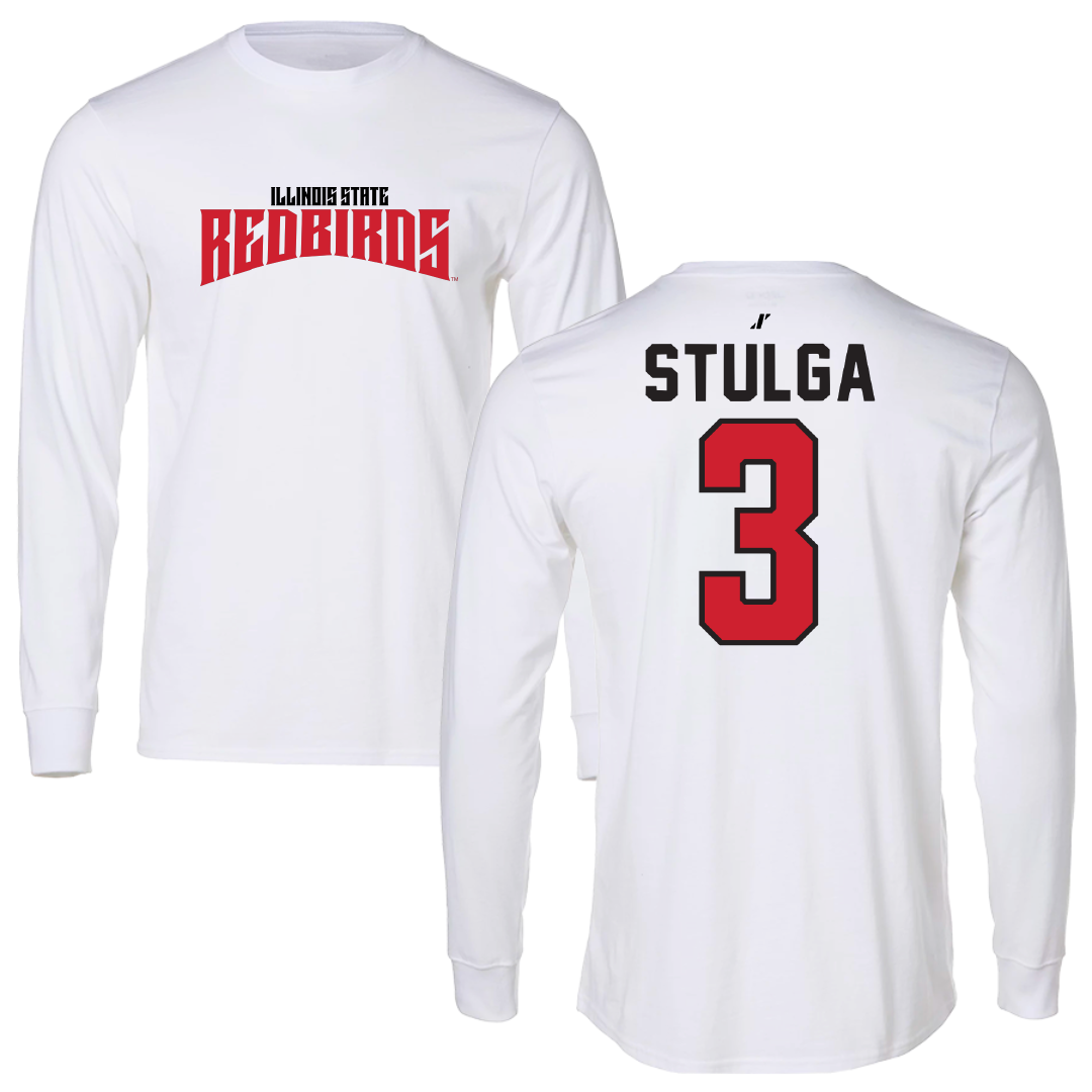 Illinois State University Baseball White Classic Performance Long Sleeve - #3 Luke Stulga