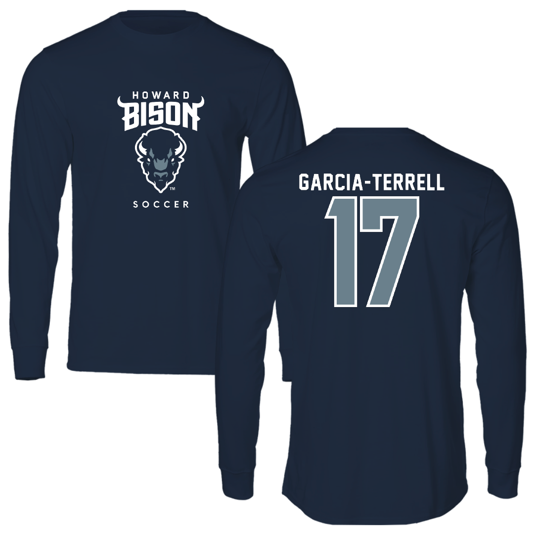 Howard University Soccer Navy Long Sleeve - #17 Gabriella Garcia-Terrell