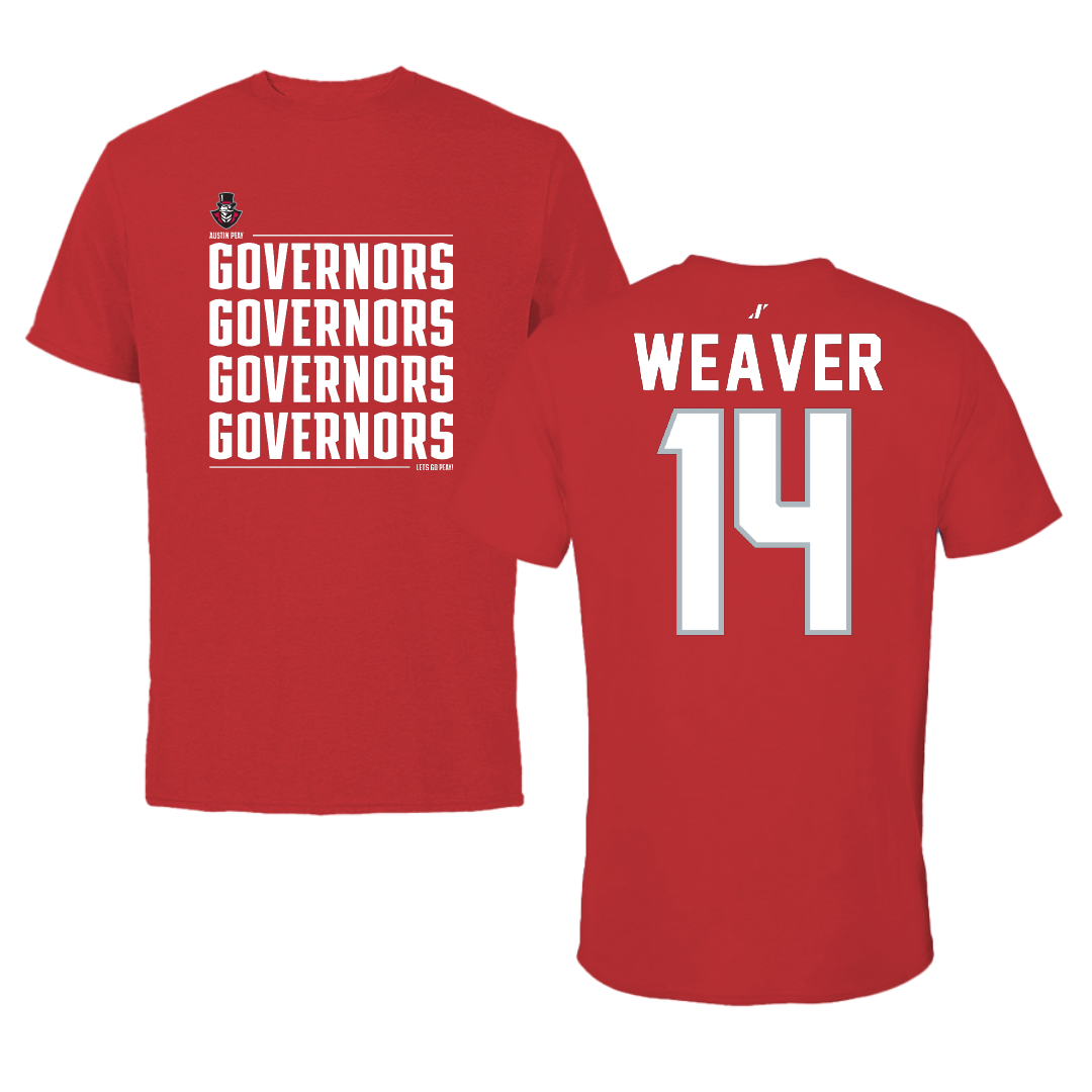 Austin Peay State University Baseball Red General Performance Tee - #14 Jacob Weaver