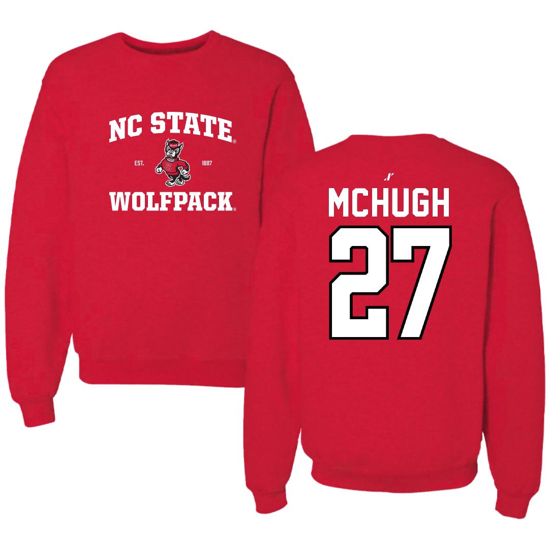 North Carolina State University Baseball Red General Crewneck - #27 Chris j McHugh